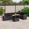 vidaXL Salon de jardin 7 pcs avec coussins noir résine tressée