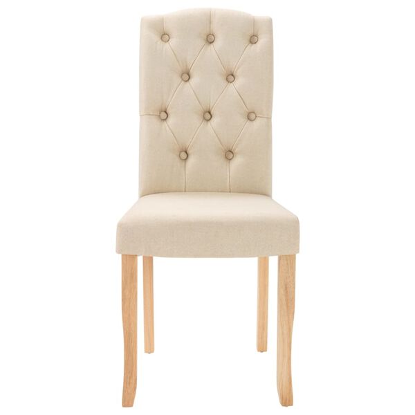 vidaXL Chaises &agrave; manger lot de 2 cr&egrave;me tissu