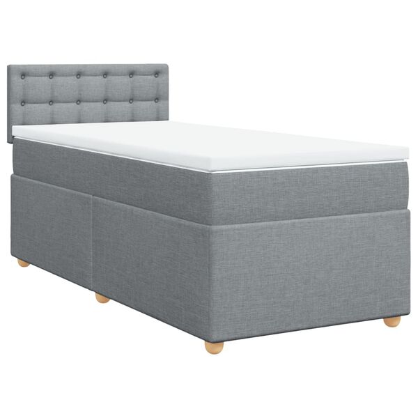 vidaXL Sommier &agrave; lattes de lit avec matelas Gris clair 100x200cm Tissu