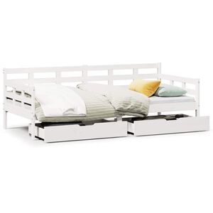 vidaXL Lit de jour et tiroirs sans matelas blanc 90x200 cm bois massif