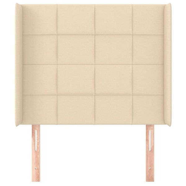 vidaXL T&ecirc;te de lit avec oreilles Cr&egrave;me 93x16x118/128 cm Tissu