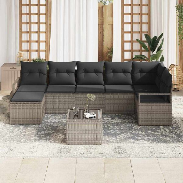 vidaXL Ensemble de Canap&eacute;s avec coussin 8 pcs Gris polyrotin