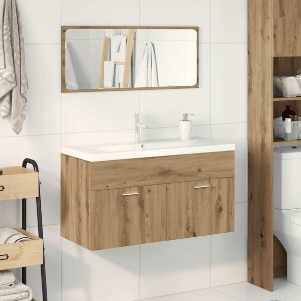 vidaXL Ensemble de meubles salle de bain 3 pcs bois d'ing&eacute;nierie