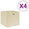 vidaXL Bo&icirc;tes de rangement 4 pcs Tissu intiss&eacute; 28x28x28 cm Cr&egrave;me