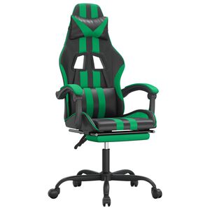 vidaXL Chaise de jeu pivotante et repose-pied Noir et vert Similicuir