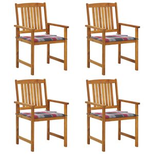 vidaXL Chaises de jardin avec coussins lot de 4 Bois d'acacia massif