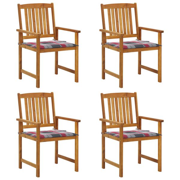vidaXL Chaises de jardin avec coussins lot de 4 Bois d'acacia massif