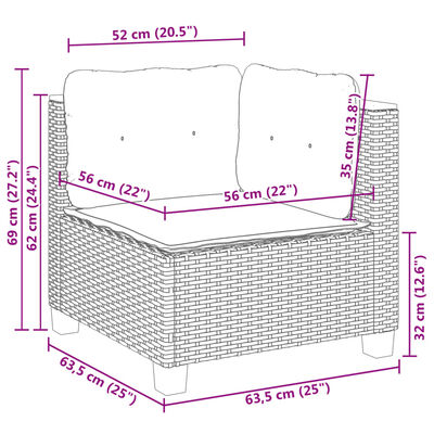 vidaXL Canapé d'angle de jardin avec coussins gris résine tressée