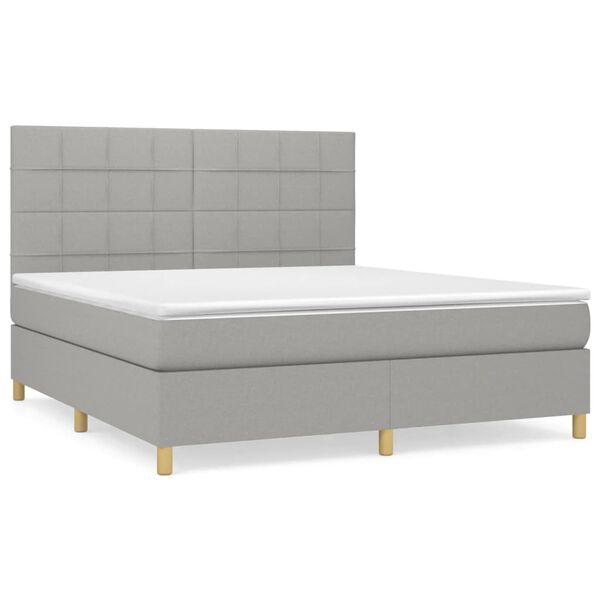 vidaXL Sommier &agrave; lattes de lit avec matelas Gris clair 180x200cm Tissu