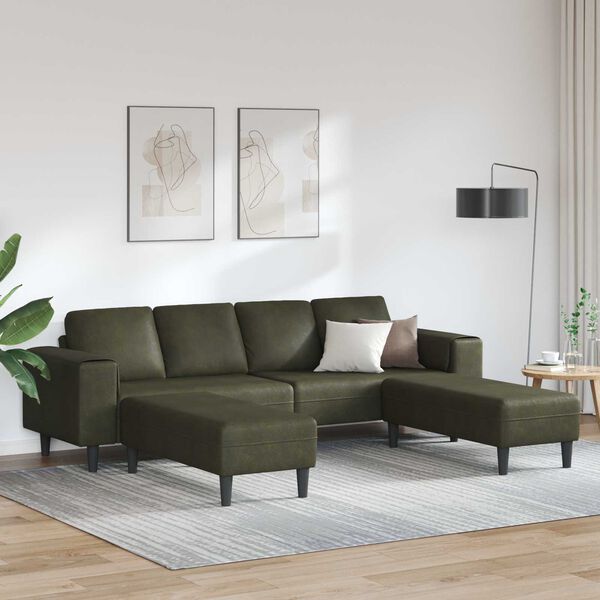 vidaXL Canap&eacute; de salon 3 pcs Vert arm&eacute;e