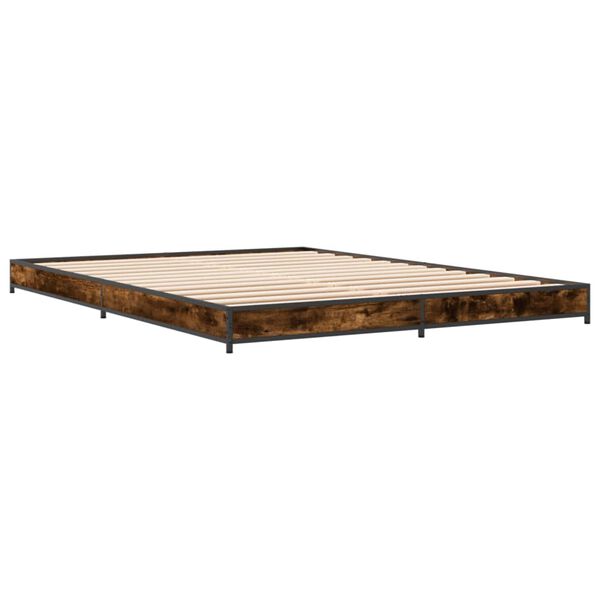 vidaXL Cadre de lit sans matelas ch&ecirc;ne fum&eacute; 120x200 cm