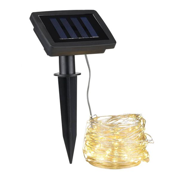 HI Cordon lumineux solaire LED de jardin 20 m cuivre