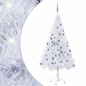 vidaXL Arbre de No&euml;l artificiel pr&eacute;-&eacute;clair&eacute;/boules 120 cm 230 branches