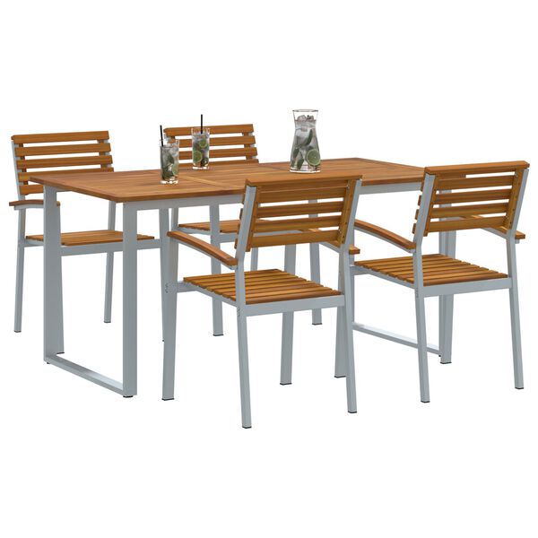 vidaXL Ensemble de salle &agrave; manger pour jardin 5 pcs Gris