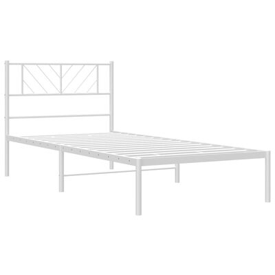 vidaXL Cadre de lit métal sans matelas avec tête de lit blanc 90x200cm