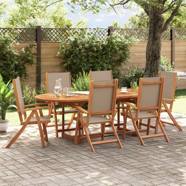 vidaXL Chaises pliables de jardin lot de 6 bois d'acacia et textil&egrave;ne