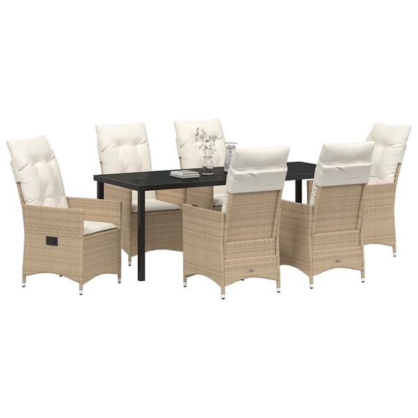 vidaXL Ensemble de salle &agrave; manger pour jardin 7 pcs Beige polyrotin