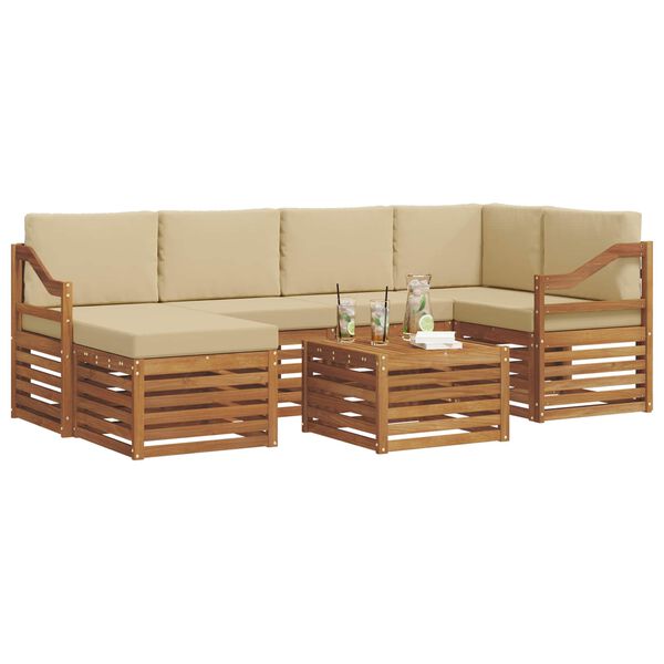 vidaXL Ensembles de canap&eacute;s avec coussin 7 pcs Naturel et Beige