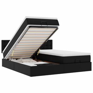 vidaXL Lit ottoman avec matelas & LED Noir 180x200cm similicuir