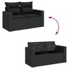vidaXL Salon de jardin 12 pcs avec coussins noir r&eacute;sine tress&eacute;e