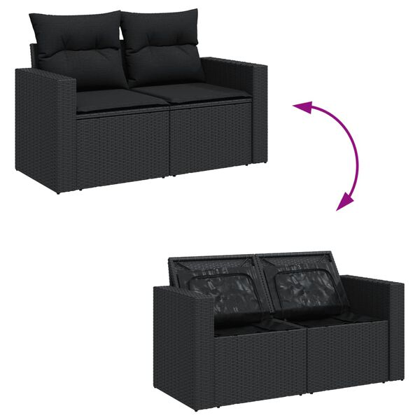 vidaXL Salon de jardin 12 pcs avec coussins noir r&eacute;sine tress&eacute;e