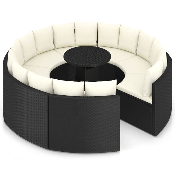 vidaXL Salon de jardin 9 pcs avec coussins R&eacute;sine tress&eacute;e Noir