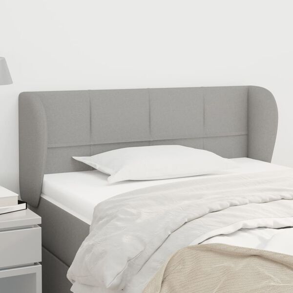 vidaXL T&ecirc;te de lit avec oreilles Gris clair 93x23x78/88 cm Tissu
