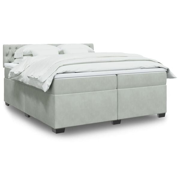 vidaXL Sommier &agrave; lattes de lit et matelas Gris clair 200x200cm Velours