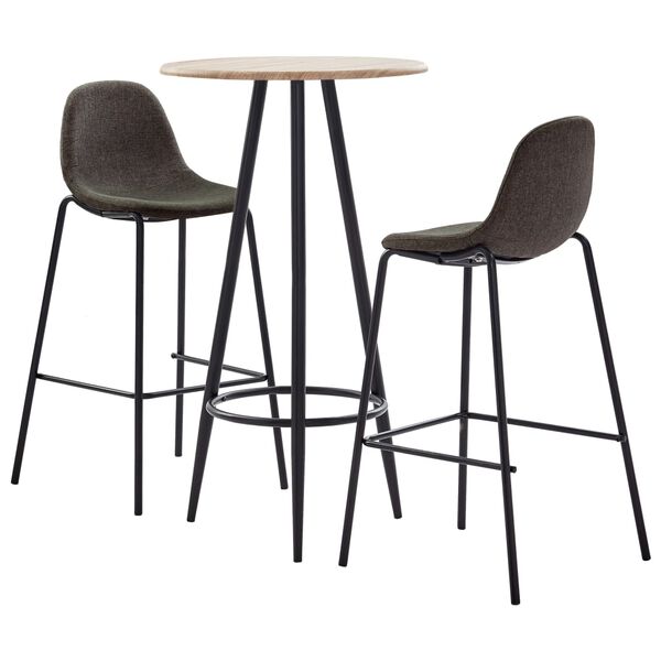 vidaXL Ensemble de bar 3 pcs Tissu Gris fonc&eacute;