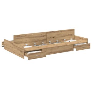 vidaXL Cadre de lit avec rangement Ch&ecirc;ne artisanal 120 x 190 cm