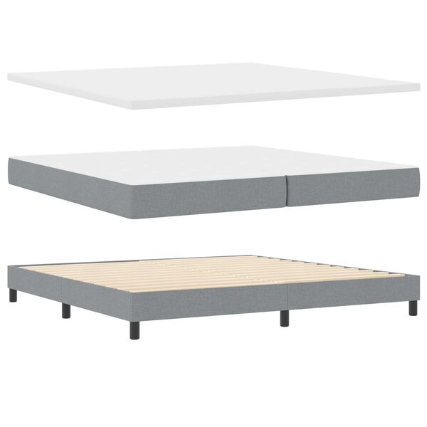 vidaXL Lit boxspring avec matelas Gris clair 200 x 200 cm tissu