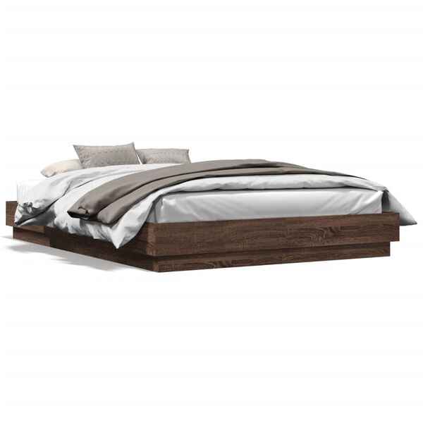 vidaXL Cadre de lit sans matelas ch&ecirc;ne marron 140x200 cm