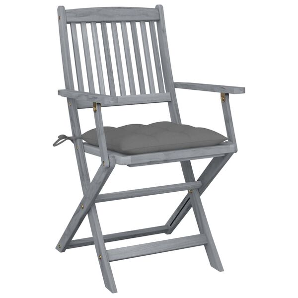 vidaXL Chaises pliables d'ext&eacute;rieur lot de 6 et coussins Bois d'acacia