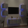 vidaXL Unit&eacute;s murales TV avec LED 6 pcs gris sonoma bois d'ing&eacute;nierie