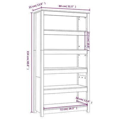 vidaXL Bibliothèque Blanc 80x35x154 cm Bois de pin massif