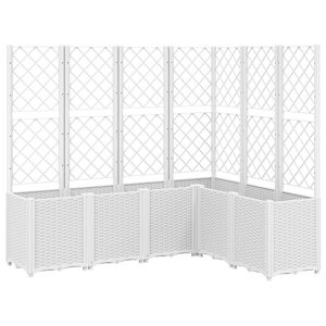 vidaXL Jardini&egrave;re avec treillis blanc 160x120x140 cm PP