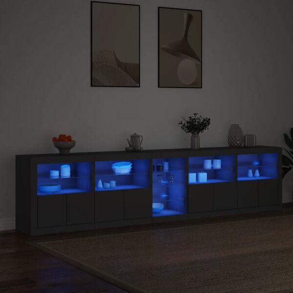 vidaXL Buffet avec lumi&egrave;res LED noir 283x37x67 cm