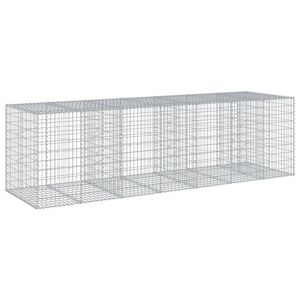 vidaXL Panier gabion avec couvercle 350x100x100 cm fer galvanis&eacute;