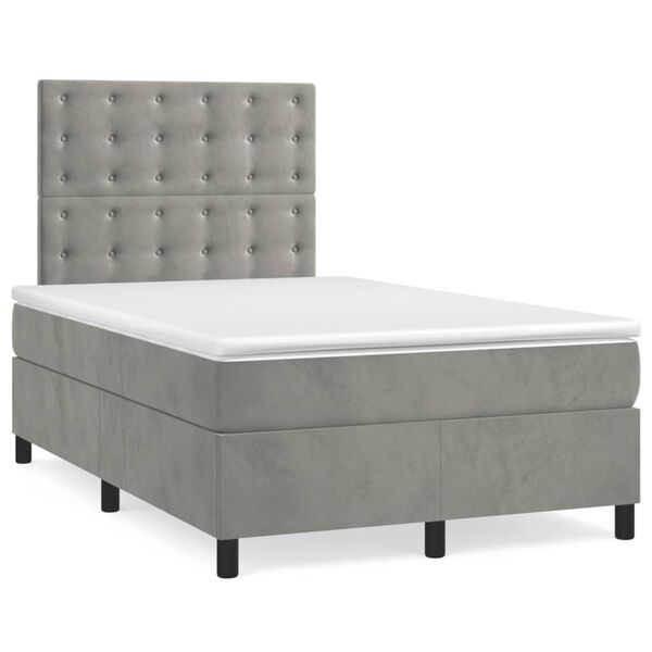 vidaXL Sommier &agrave; lattes de lit et matelas Gris clair 120x200cm Velours