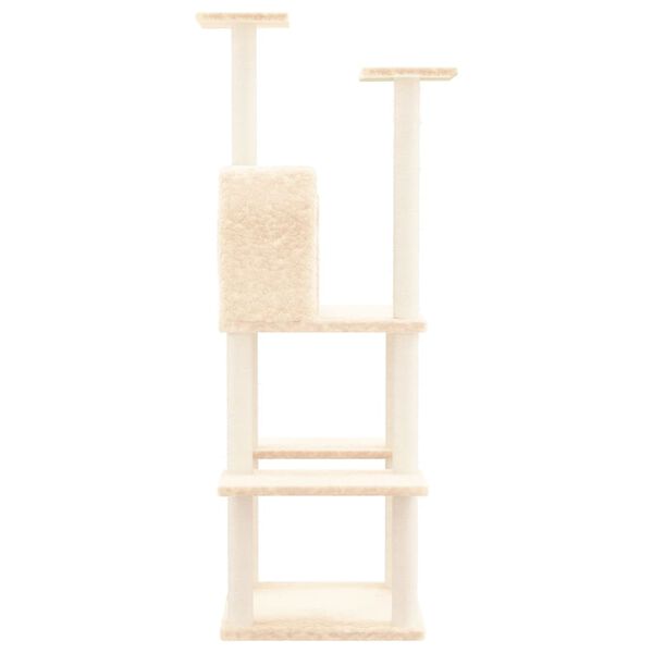 vidaXL Arbre à chat avec griffoirs en sisal Crème 144,5 cm