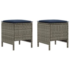 vidaXL Pouf de Jardin 2 Pi&egrave;ce Gris et bleu marine 38 x 38 x 45 cm