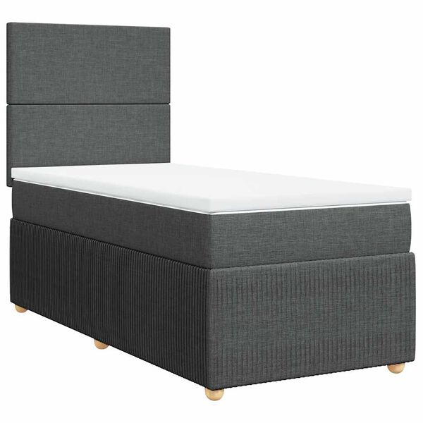 vidaXL Sommier &agrave; lattes de lit et matelas Gris fonc&eacute; 90x190 cm Tissu