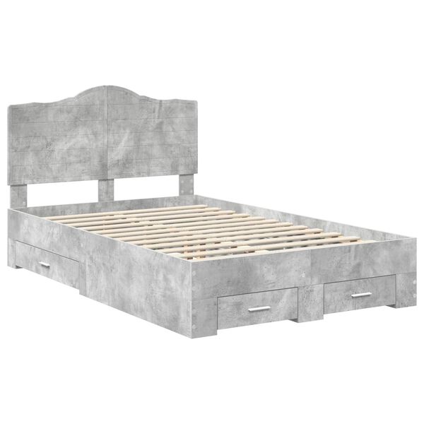 vidaXL Cadre de lit Gris b&eacute;ton 120 x 190 cm Bois d'ing&eacute;nierie