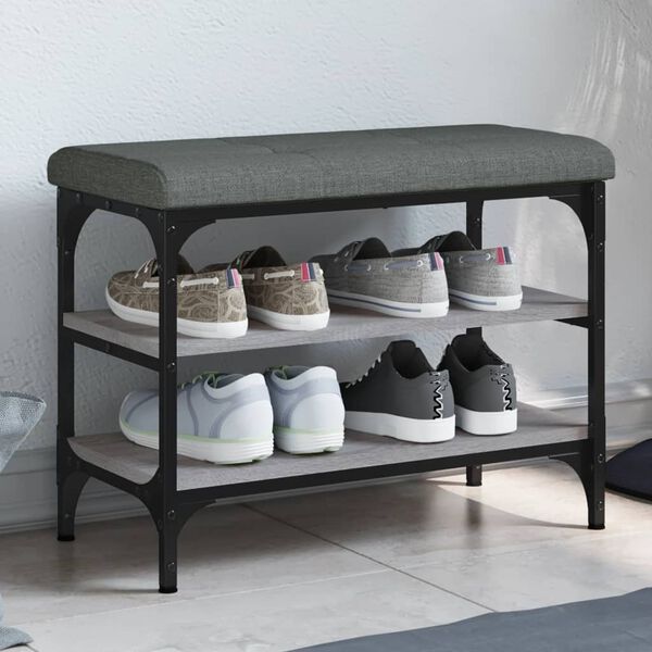 vidaXL Banc &agrave; chaussures sonoma gris 62x32x47 cm bois d'ing&eacute;nierie