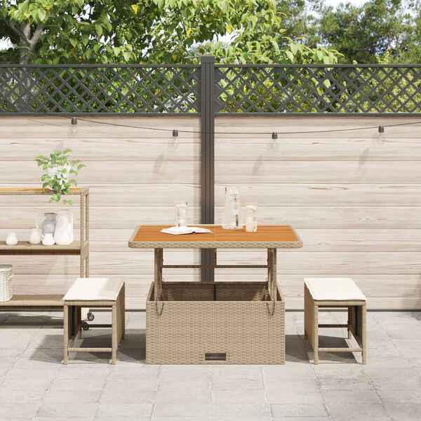 vidaXL Ensemble de salle &agrave; manger pour jardin Beige polyrotin