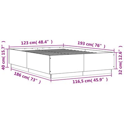 vidaXL Cadre de lit avec lumières LED chêne fumé 120x190 cm