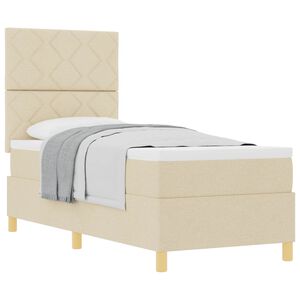 vidaXL Lit &agrave; ressorts avec matelas Cr&egrave;me 80 x 200 cm tissu