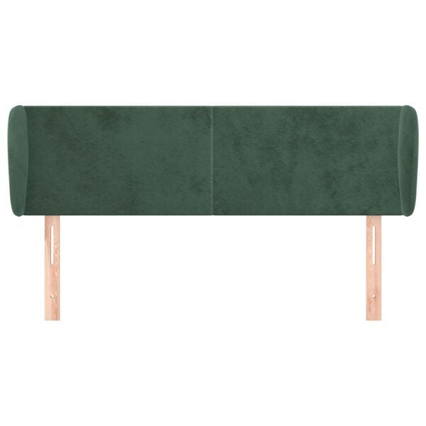 vidaXL T&ecirc;te de lit avec oreilles Vert fonc&eacute; 147x23x78/88 cm Velours