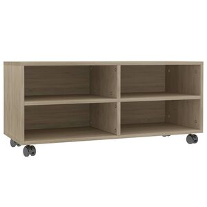 vidaXL Meuble TV avec roulettes Ch&ecirc;ne sonoma Bois d'ing&eacute;nierie
