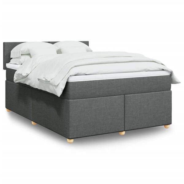 vidaXL Sommier &agrave; lattes de lit avec matelas Gris fonc&eacute; 140x200cm Tissu
